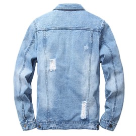 QIMYUM Jean Jacket For Men, Distressed Slim Denim Jacket (X-Large, Blue)