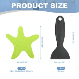 PATIKIL 12 Pcs Non Slip Bathtub Stickers, Anti Slip Shower Stickers with Scraper Bathroom Shower Floor Decals Star Shape Cute Treads Tubs, Grass Green