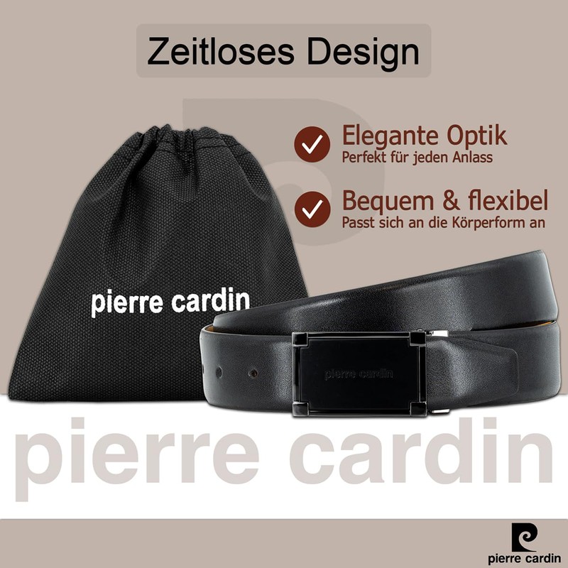 Pierre Cardin Men's Suit Belt 35 mm Cowhide Black, black