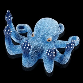 Octopus Aquarium Fish Tank Ornaments Accessories Blue Glowing in The Dark, Fingers Enhance Resin Decor Decorative Octopus for Home Office 2.5 * 5 * 5 Inches (Blue)