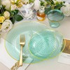 DaYammi 350 Pcs Clear Green Gold Plastic Plates, Hammered Disposable