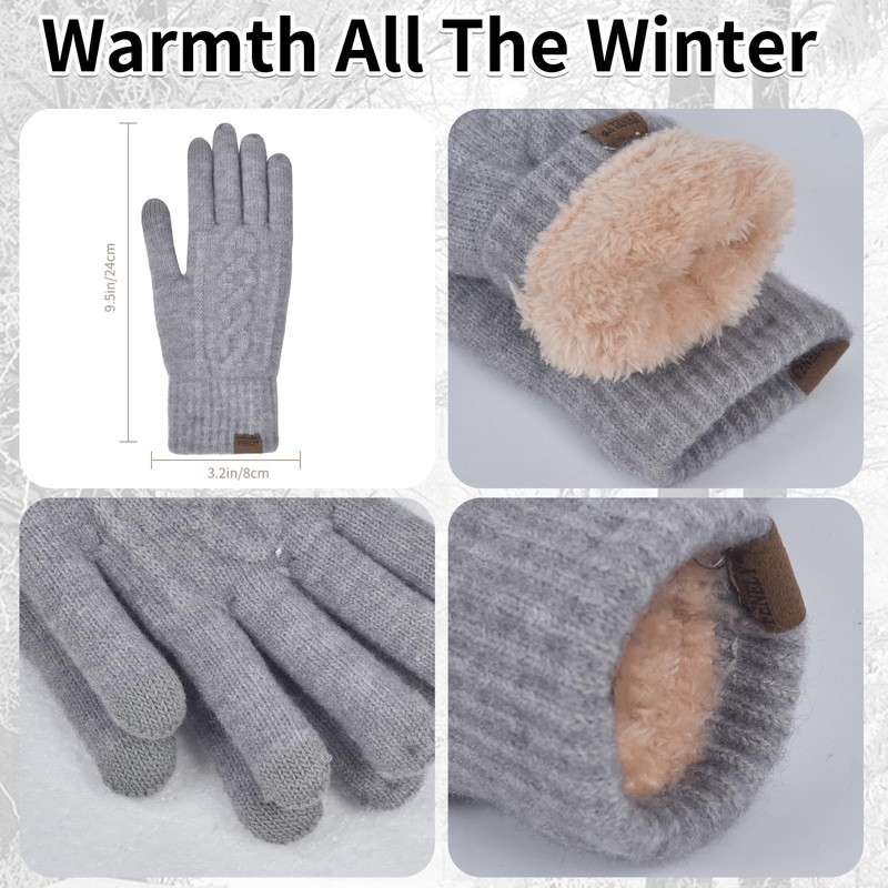 Winter Beanie Hat Scarf Gloves Set for Women, Classic Beanie