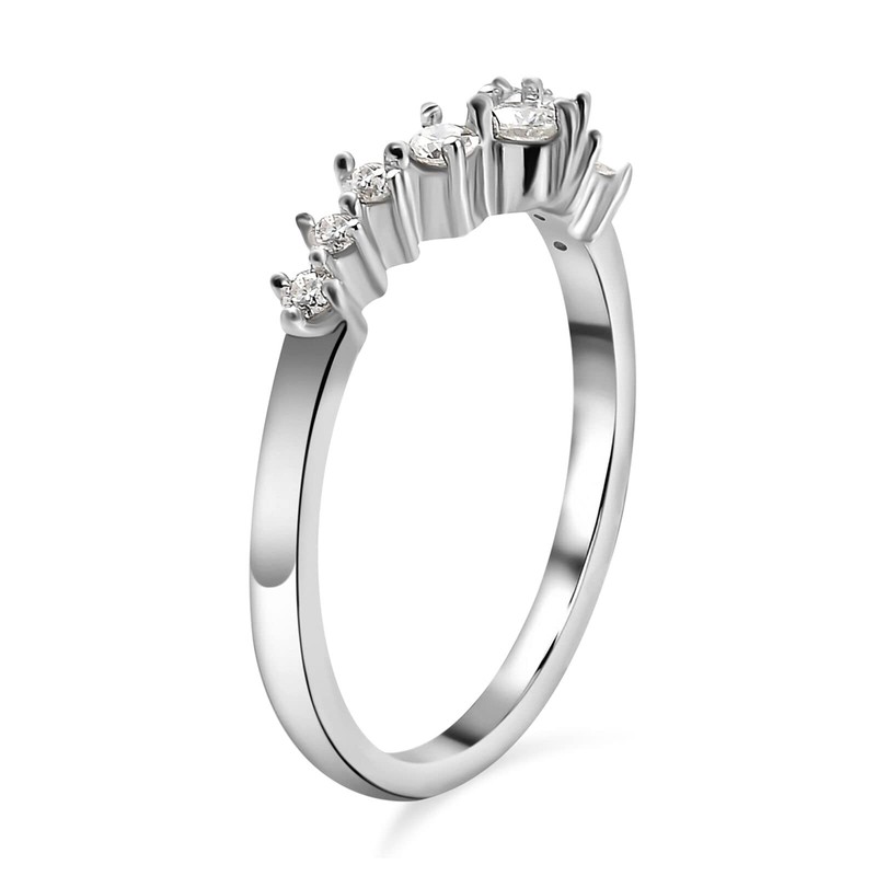 TJC Moissanite Wishbone Ring for Women in Platinum Plated 925