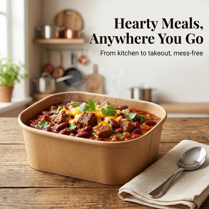 50 Pack 25oz Disposable Kraft Paper Bowls with Lids