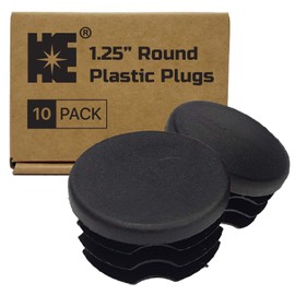 HE COSMOSTAR Cosmostar 1.25"" Inch (31.75 mm) Round Plastic Plugs - Durable Black End Caps for Metal Tubing, Fences, Chair & Furniture Legs | Easy Glide Protection & Secure Fit -10 Pcs