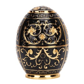 Rotating Press Toothpick Holder Box Dispenser 3D Carved Egg Shaped Organiser European Style Decoration for Home Kitchen Hotel (Gold + Black) Reusable Packaging (Gold + Black)