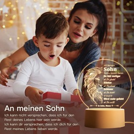 Vetbuosa Sohn Geschenke von Mama, Graviertes Acryl Nachtlicht, Geburtstagsgeschenke für Sohn, Geschenke für Sohn von Mama [Energieklasse F]