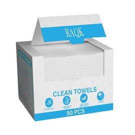 RAQK - Face Towels - 50 Pack - Ultra Soft Face Towels for Gentle Skincare – 25cm x 30cm - 100% Vegan – Clinically Tested – 100% USDA Bio-Based