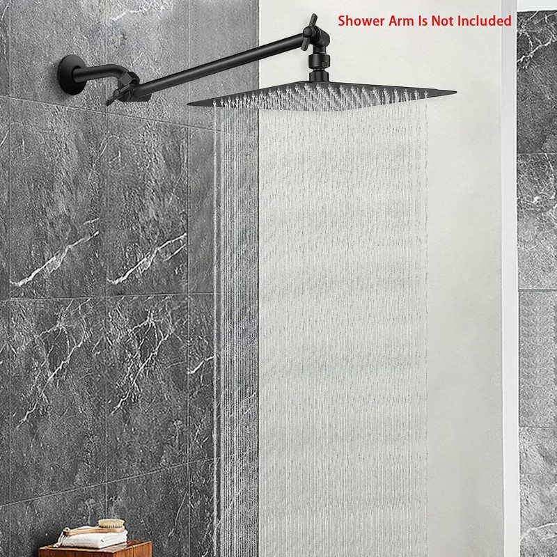 NearMoon Rain Shower Head, High Flow Stainless Steel Square Rainfall