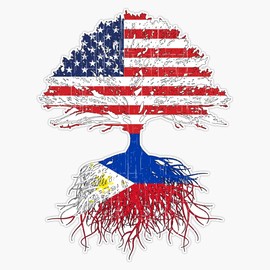 BZ Trading Filipino Roots Immigrant American Grown Philippines Flag Design Vinyl Decal Wall Laptop Bumper Sticker 5 inch, RDB-USA-STICKERS-0376
