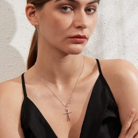 MiaofuMF Infinity Cross Necklace for Women Dainty Cross Pendant Necklae Simple Choker Minimalist Jewelry Faith Cross Gifts
