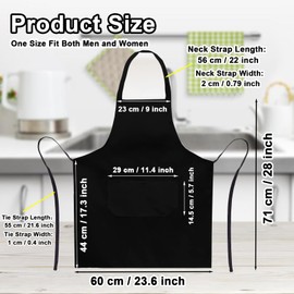 smilixin 12 Pack Bib Apron,Black Aprons with 2 Pockets,Unisex Black Plain Aprons with Long Ties,Kitchen Cooking Aprons for Women Men Chef,Painting BBQ Grilling Baking Restaurant,Machine Washable