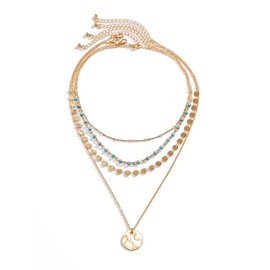 Boho Necklace for Women Layered Turquoise Necklace Long Y shape Western Necklaces For Country Concert Beach Jewelry Gift (PUB0002)