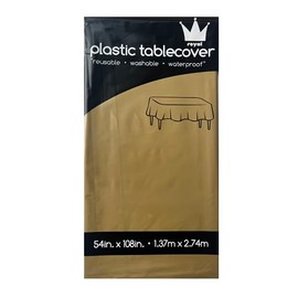 ROYAL7 3 Pack Gold, Rectangle Disposable Plastic Tablecloth for Picnic, Birthday, BBQ, Party, Wedding (Gold, Rectangle, 54in. X108in.)