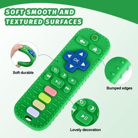 Fu Store Silicone Teething Toys for 0-12 Months 3-24 Months Infant Toddlers Remote Control Shape Teethers for Babies Chew Toys Relief Soothe Babies Gums Set Dishwasher and Refrigerator Safe Red