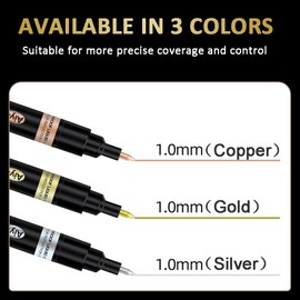 Lumixplendida 3Pcs Mirror Chrome Marker Chrome Pen Gold Silver Copper, Permanent Metallic Markers, Paint Pen for Car Model, Airplane Model, Glass, Wood, Paper