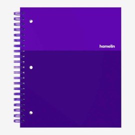 Hamelin 1 Subject, Graph Paper, Hard Cover Spiral Bound Grid Notebook, 4 Square Per Inch 150 Pages ULTRA Violet 8.5"x11"