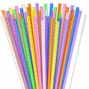 50PCS Reusable Straws with Cleaner Brush, 9.06" Long Colorful Clear