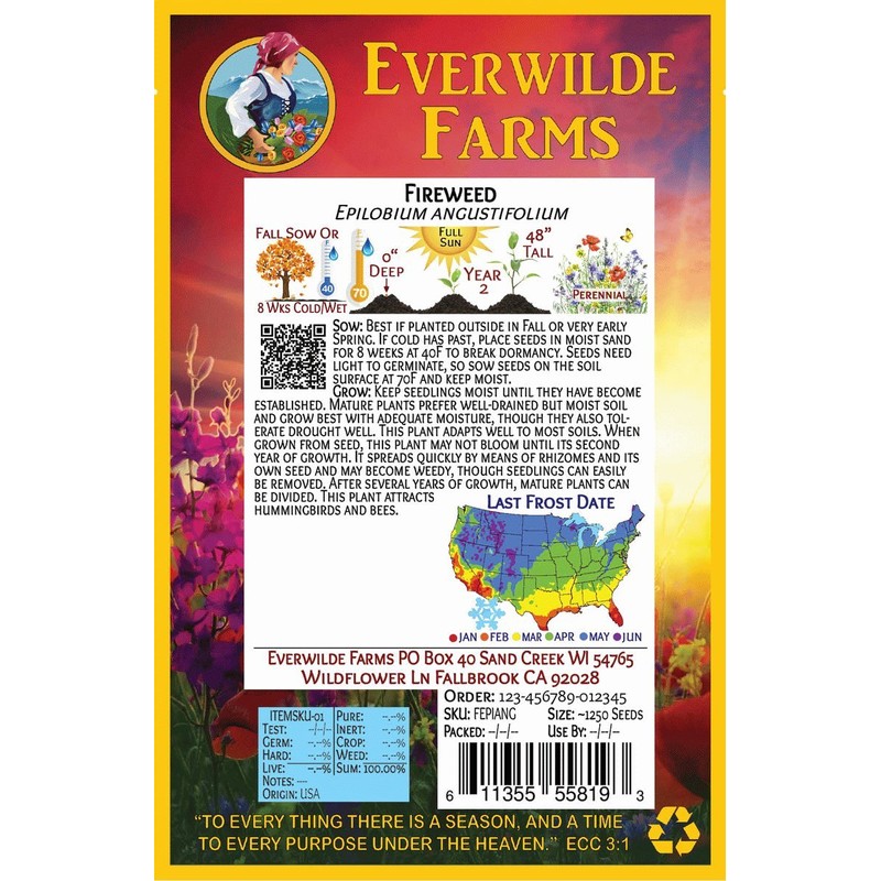 Everwilde Farms - 1250 Fireweed Native Wildflower Seeds - Gold