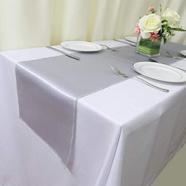 Rihana Wedding - Camino de mesa de satén para decoración de banquetes de boda, 30,5 x 274,3 cm, color plateado