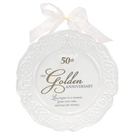 Malden 50th Anniversary Plate Ceramic Picture Frame, 4 by 6-Inch