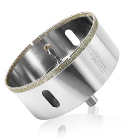 4" / 100mm Diamond Hole Saw with Center Drill Bit, Jamiikury Glass Hole Saw Tile Hole Saw Glass Hole Cutter for Ceramic Glass Tile Porcelain Marble