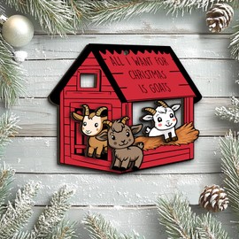 Animal Christmas Ornament 2 Layer 2024, Funny Wooden Hanging Xmas Tree Decoration, for Men Women, Goat Ornaments