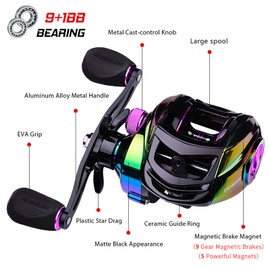 9+1 BB Bearing Fishing Baitcast Reel High Speed 7.2:1 Fishing Reel Bait Cast Wheel Left/Right Hand Fishing Accessory
