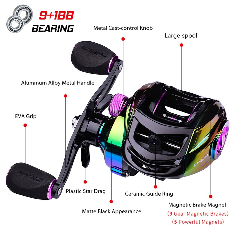 9+1 BB Bearing Fishing Baitcast Reel High Speed 7.2:1 Fishing