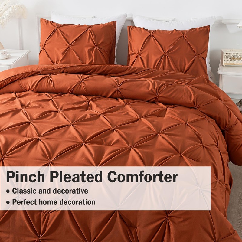 Andency Burnt Orange Terracotta King Size Comforter Set, 3 Pieces