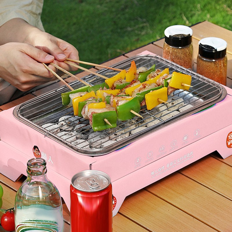 Charcoal Grill Single Use Compact Detachable Stainless Steel Portable Barbecue