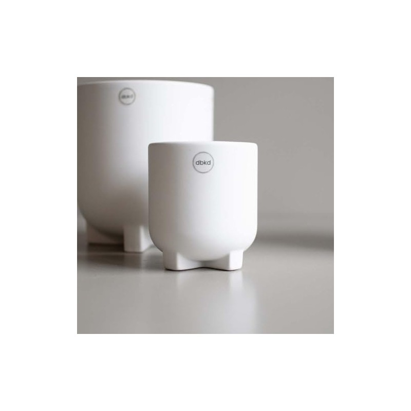 Dbkd Ceramic Pot Plus with Feet, Modern Design, White, Height