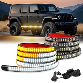Nilight 2PCS 70 Inch Emergency Strobe Light Strip 1125 LED Running Board Lights Amber White Flexible Side Flashing Warning Caution Safety Waterproof for Truck Construction Vehicles Pickup