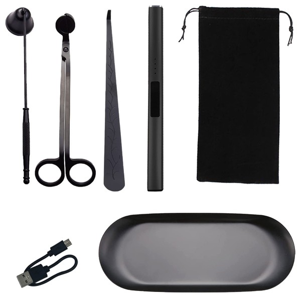 SYWAN 5Pcs Stainless Steel Candle Wick Trimmer Set, Black Candle