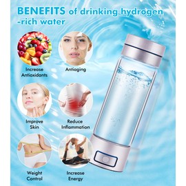 Meticuloso Upgraded 3-in-1 Hydrogen Water Bottle Generator up to 5000PPB Hydrogen Inhalation Machine Hydrogen Water Maker with SPE PEM Technology (Nasal Cannula Not Included)