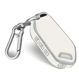 QBUC for KIA Key Fob Cover with keychian,TPU Protection Key Case Compatible with Telluride 2023 2024 2025 EV5 Sorento K4 K5 GT-Line Remote Smart Key Fob Protector (White)