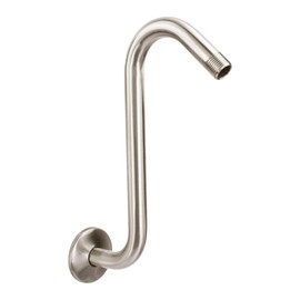 Shower Head Extension Arm with Flange,10.5 Inch High-Rise Curved S Shaped Design, Stainless Steel, Standard 1/2" Connection, Brushed Nickel Finish