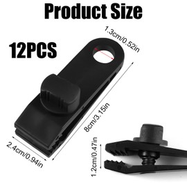 Pack of 12 Tarpaulin Tensioners, Tarp Clips, Black Tarp Clips, Adjustable Tent Clip, Instant Awning Clamp, for Tents, Covers, Awnings, Banners, Gardening, Pool Tarpaulins