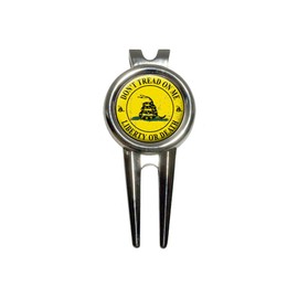 Gadsden - Don't Tread on Me - Liberty or Death - Distressed Circle Golf Divot Repair Tool and Ball Marker