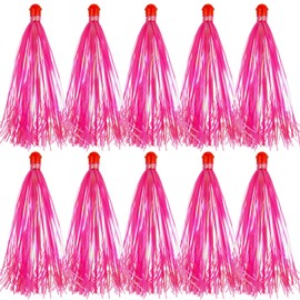 Mylar Flash Teaser Tail Fishing Teasers Jig Head Saltwater Fishing Lure Teasers Mylar Fishing Skirts 0.34oz Weighted Sinker Head Mylar Flash Skirts Hair 10pcs