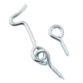 Jiozermi 6pcs 1.5 Inch Cabin Hook and Eye Latch with Mounting Screws, for Wood Gate Door Swivel Window-Silver