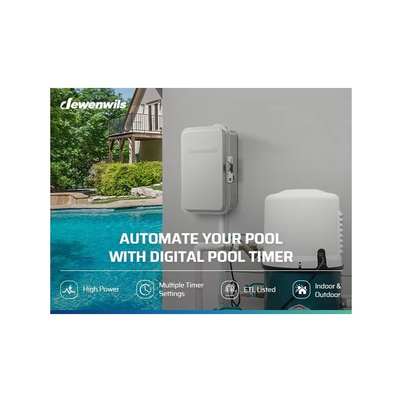 DEWENWILS Pool Timer, Outdoor Digital Timer Box, Outdoor Timer for