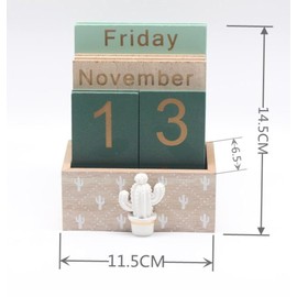 Wooden Perpetual Calendar - Reusable Desk Calender - Eco Friendly Rustic Home Decor