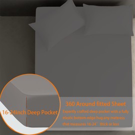 AEHISDHIE King Sheet Sets Air Mattress Sheets - 3 Pieces King Sheets Sets 16 to 24 inch - Inflate Without Disassembly Convenient & Firm Easy to use Air Mattress (Gray, King)