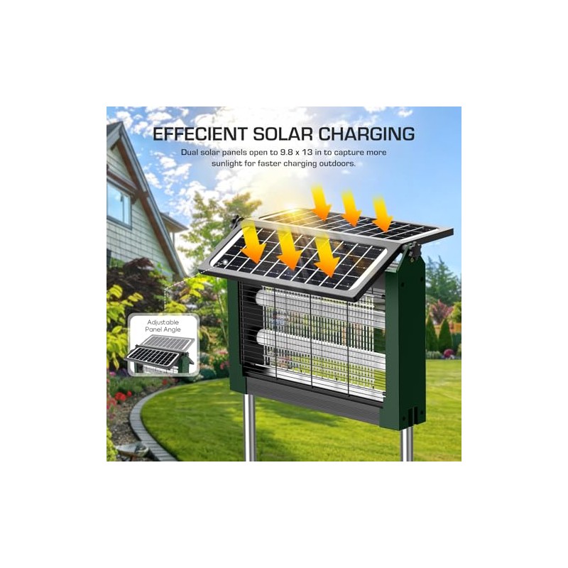 Solar Bug Zapper Outdoor with Dual Solar Panels, PhatroyYee 4500V