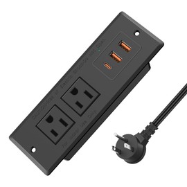 Recessed Power Strip, Flush Mounted Drawer Outlet with PD 20W Fast Charging USB-C Ports, Recessed Outlet for Conference Rooms, Office Tables, Furniture, 6.5FT Cord (ETL Listed)