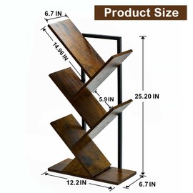 BESHIGH BESHIGH Wood Floating Hanging Shelves Storage for Wall, 4 Tier Wall Mount Tree Bookshelf for Displaying Books/CDs/Magazine, Unique Wall Bookcase for Home, Office, Living Room