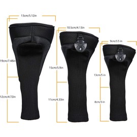 Lunarthos Golf Club Head Covers 3-Piece Set for Driver, Fairway & Hybrid Woods, Golf Accessories with Interchangeable Number Tags 3,4,5,7,X