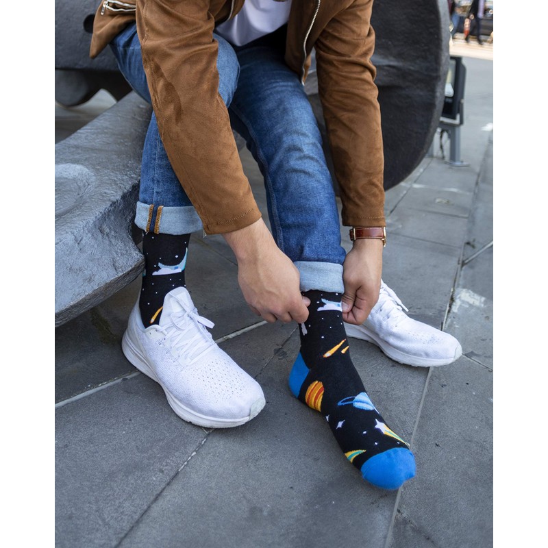 socks n socks-Men 5 pk Colorful Cotton Novelty Science Space