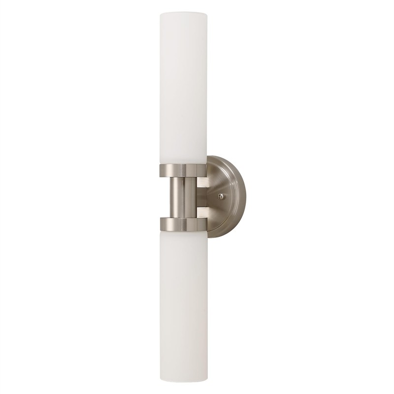 SANTOSTOCK Brushed Nickel Bathroom Light Fixtures, 2-Light Vanity Lights W/White